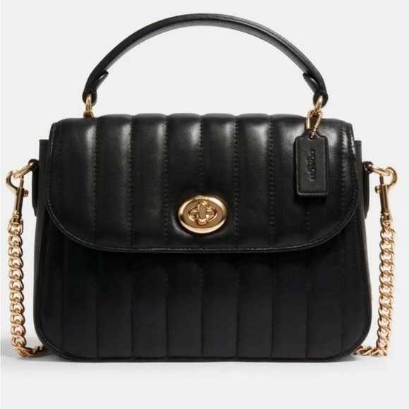 Coach Black Quilted Shoulder Bag with Gold Chain - Picture 1 of 5